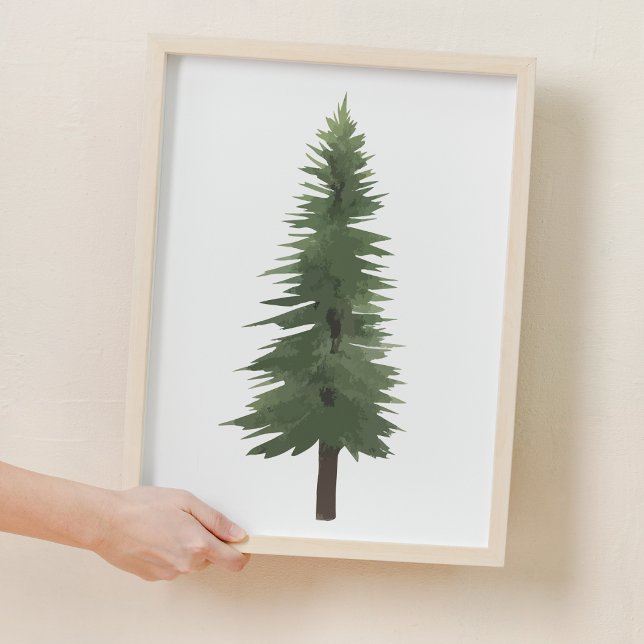 Affiche Aquarelle Bois Pine Arbre Nourriture Décor Salle (Watercolor Woodland Pine Tree Nursery Room Decor)