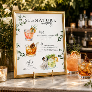 Affiche Aquarelle Boisson Signature de la Mariée & du Ma