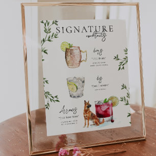 Affiche Aquarelle Boisson Signature de la Mariée & du Ma