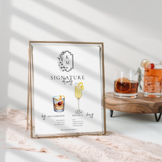 Affiche Aquarelle | Boisson Signature de la Mariée & du Ma (Créateur téléchargé)