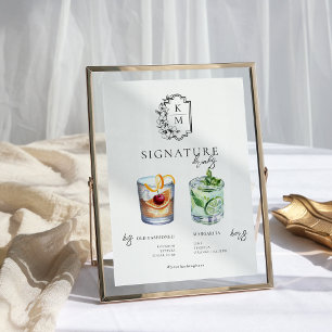 Affiche Aquarelle Boisson Signature de la Mariée & du Ma