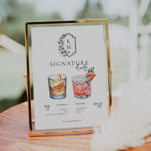 Affiche Aquarelle | Boisson Signature de la Mariée & du Ma (Créateur téléchargé)