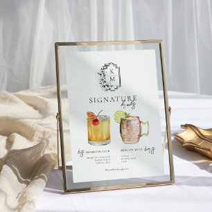 Affiche Aquarelle Boisson Signature de la Mariée & du Ma