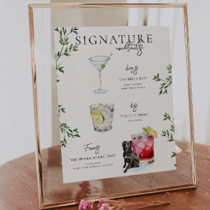 Affiche Aquarelle Boisson Signature de la Mariée & du Ma