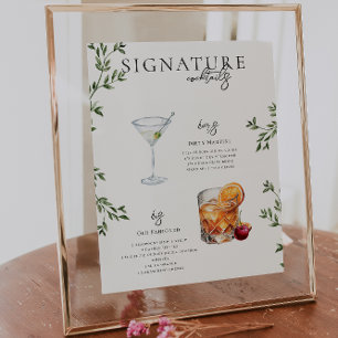 Affiche Aquarelle Boisson Signature de la Mariée & du Ma