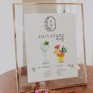 Affiche Aquarelle Boisson Signature de la Mariée & du Ma