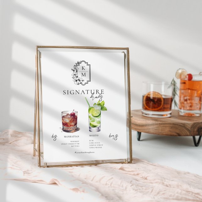 Affiche Aquarelle | Boisson Signature de la Mariée & du Ma (Créateur téléchargé)