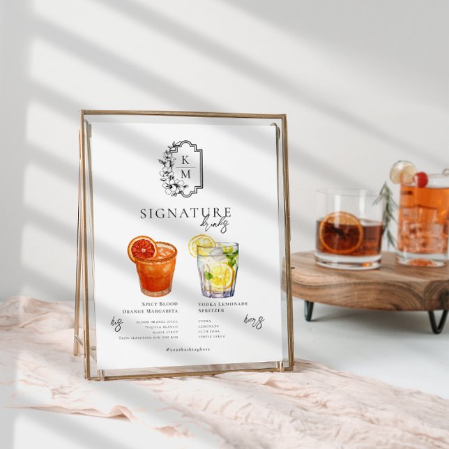 Affiche Aquarelle | Boisson Signature de la Mariée & du Ma (Créateur téléchargé)