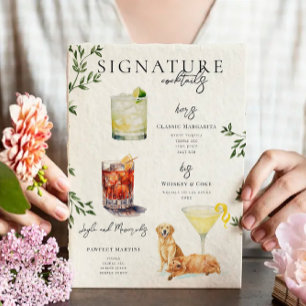 Affiche Aquarelle Boisson Signature de la Mariée & du Ma