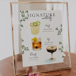 Affiche Aquarelle Boisson Signature de la Mariée & du Ma