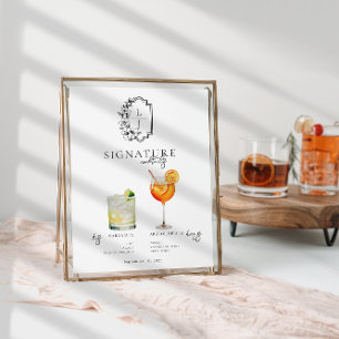 Affiche Aquarelle Boisson Signature de la Mariée et du M