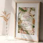 Affiche Aquarelle botanique Baby shower d'accueil Floral<br><div class="desc">Vous pouvez configurer un baby shower, mais vous pouvez modifier toutes les informations de l'événement en fonction de votre occasion. Des roses botaniques élégants et vintages et des pivoines avec de beaux oiseaux chanteurs créent une décoration de jardin secrète exquise. Toutes les illustrations antiques ont été peintes en aquarelle et...</div>