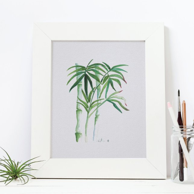 Affiche Aquarelle Botanique Bamboo (Tropical greenery watercolor print by Victoria Grigaliunas of Do Tell A Belle)