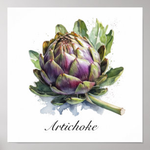 Affiche Aquarelle botanique de cuisine de jardin d'articha