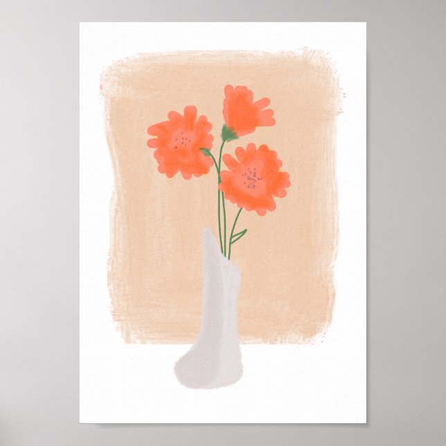 Affiche Aquarelle botanique minimaliste Vase florale Impre (Devant)