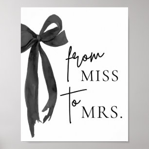 Affiche Aquarelle Bow Noir moderne de Mlle à Mme Signe