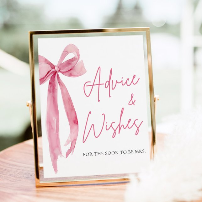 Affiche Aquarelle Bow rose pâle - Panneau Conseils et souh (Créateur téléchargé)