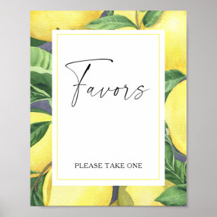 Affiche Aquarelle branche citron - faveurs s'il vous plaît