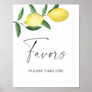 Affiche Aquarelle branche citron - faveurs s'il vous plaît