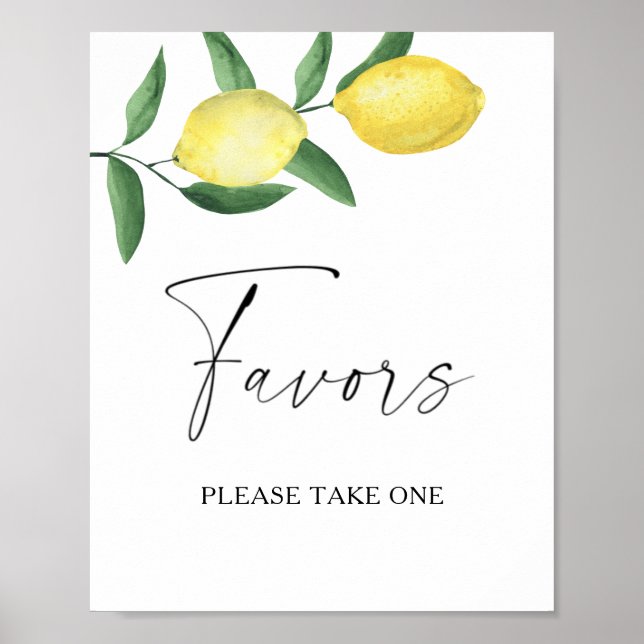Affiche Aquarelle branche citron - faveurs s'il vous plaît (Devant)