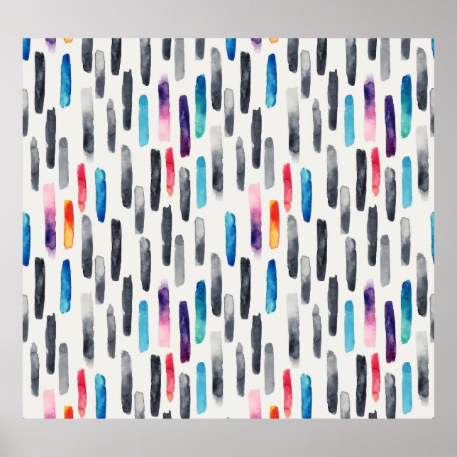 Affiche Aquarelle brosse, coloré et transparent (Devant)