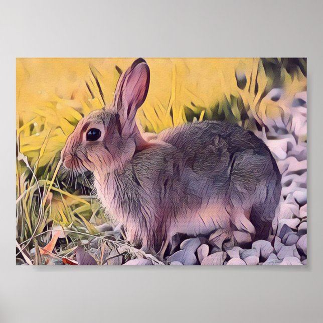 Affiche Aquarelle Brown lapin Lapin Art Vintage (Devant)