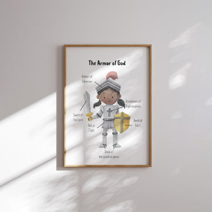 Affiche Aquarelle brune peau fille l'armure de Dieu imprim