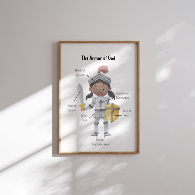 Affiche Aquarelle brune peau fille l'armure de Dieu imprim (Créateur téléchargé)