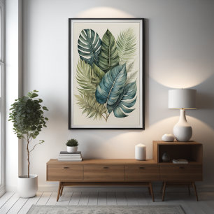 Affiche Aquarelle Bund'Feuilles Monstera Tropical Palm