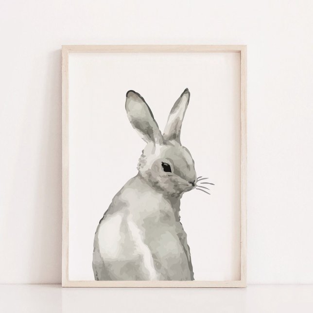 Affiche Aquarelle Bunny d'hiver Sexe Décor Neutre Chambre (Watercolor Winter Bunny Gender Neutral Room Decor)