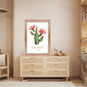 Affiche Aquarelle Cactus Blossom Unique Désert