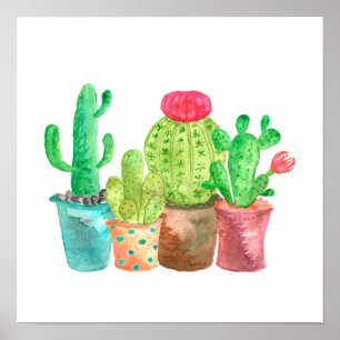 Affiche Aquarelle Cactus Wall Art