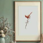 Affiche Aquarelle cardinale nordique vibrante sur Branche<br><div class="desc">Éclairez votre maison avec cette étonnante aquarelle illustrant un magnifique Cardinal du Nord, également connu sous le nom de Redbird ou l'impressionnant Cardinalis cardinalis. Cette illustration illustre la beauté quintessence de cet oiseau-jardin bien-aimé, rendu avec les lavages délicats et les lignes fluides caractéristiques du milieu de l'aquarelle. Le style artistique...</div>