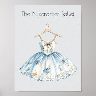 Affiche Aquarelle Casse-noisette Ballet de Noël Tutu