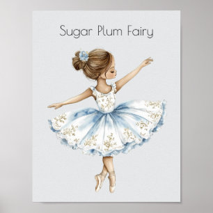 Affiche Aquarelle Casse-noisette Ballet Sucre Plum Fée