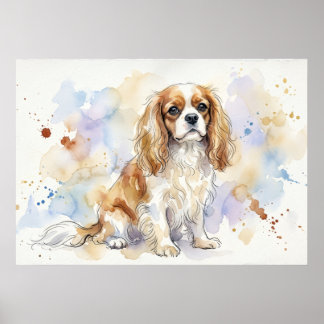 Affiche aquarelle Cavalier King Charles Spaniel |