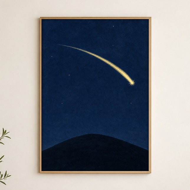 Affiche aquarelle céleste de la colline de l'étoil (Shown framed for scale. Poster ships unframed; frames are an optional add-on.)