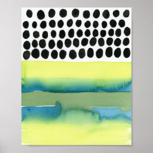 Affiche Aquarelle Chartreuse et Aqua Polka Dot