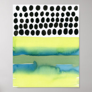 Affiche Aquarelle Chartreuse et Aqua Polka Dot