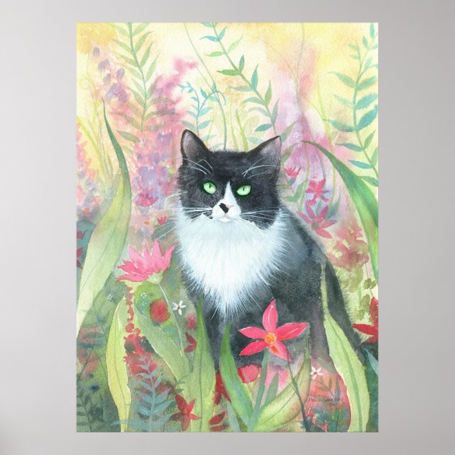 Affiche aquarelle Chat Smoking (Devant)