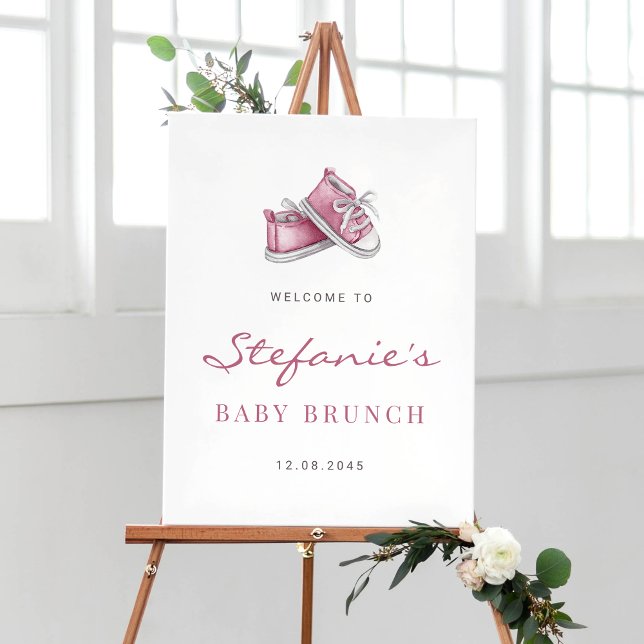 Affiche Aquarelle Chaussures Bébé Rose C'est une Fille Béb (Créateur téléchargé)