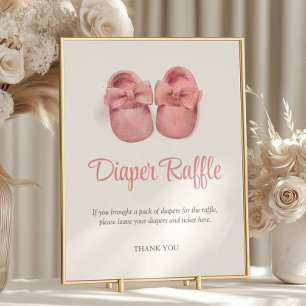 Affiche Aquarelle Chaussures rose Baby shower Déchets Raff