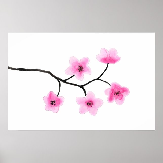 Affiche Aquarelle Cherry Blossom (Devant)
