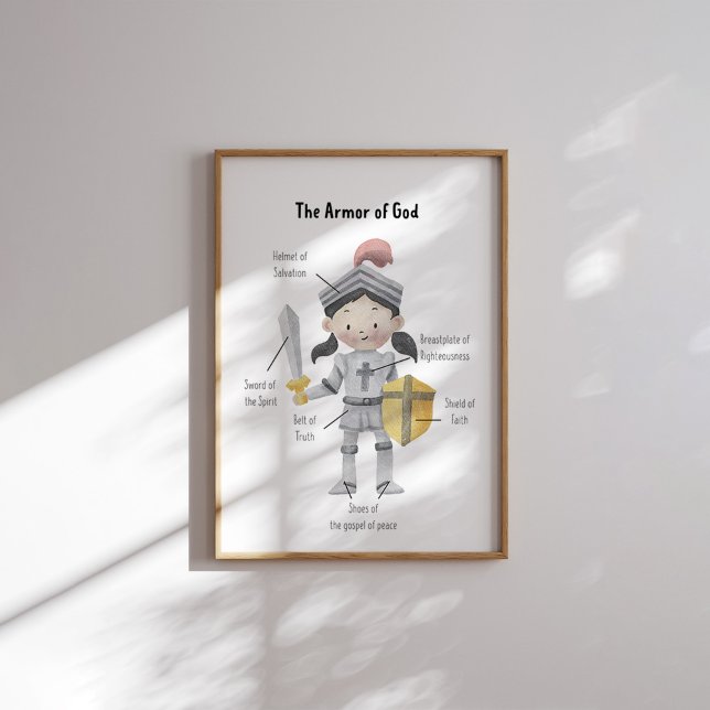 Affiche Aquarelle cheveux foncé fille l'armure de Dieu imp (Créateur téléchargé)