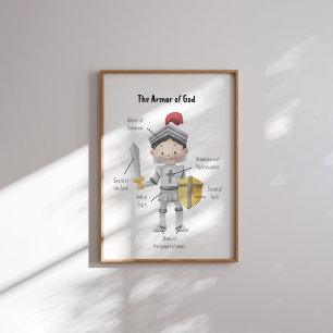 Affiche Aquarelle cheveux foncés garçon l'armure de Dieu i