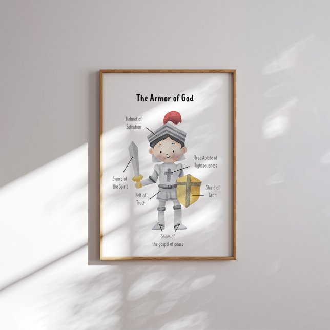 Affiche Aquarelle cheveux foncés garçon l'armure de Dieu i (Créateur téléchargé)
