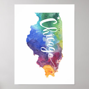 Affiche Aquarelle Chicago