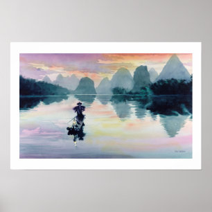 Affiche Aquarelle chinoise "Cormorant Fisherman"