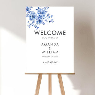 Affiche Aquarelle Chinoiserie Florale Panneau de bienvenue