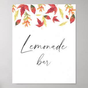 Affiche Aquarelle chute feuilles - barre de limonade